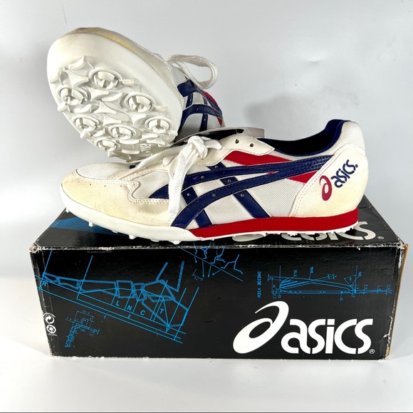 Asics Harrier ‘96 GN505 Running Track/Field Shoes Men's Size 11 White/Navy/Red - Picture 2 of 8